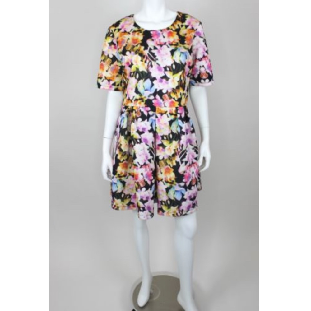 Asos Floral Dress 14 Scuba Skater Colorful Skirt